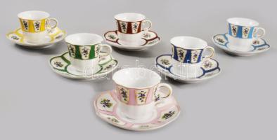 Venezia Gold Collection 6 darab kis csésze alátéttel. Jelzett, hibátlan, d: 8,5 cm