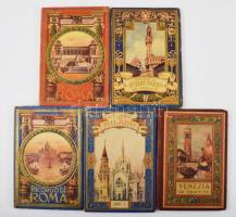 ca 1900 5 db régi olasz városképes leporelló: Ricordo di Roma, Milano, Firenze, Venezia. Roma Jó állapotban