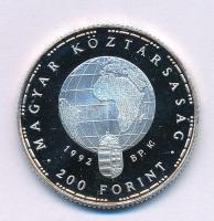 1992. 200Ft Ag "Veszélyeztetett állatvilág - Fehér gólya" kapszulában T:BU, patina Adamo EM126