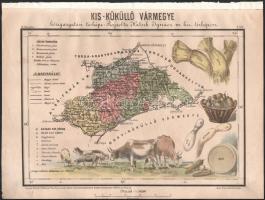 Kis-Küküllő vármegye (Marosvásárhely - Segesvár, Medgyes) kőnyomatú térképe Megjelent, Hátsek Ignácz: Magyarország megyei térképei c. atlasz lapjaként. Rajzolta Hátsek Ignácz. kiadta: Lampel Róbert (Wodianer F. És Fiai) nyomtatta: Kunossy Vilmos és Fia, Budapest. Az atlasz lapjai a hazai térképtörténet talán legszebb térképei. A gyönyörűen színezett darabokon az adott vármegyére jellemző épületek, mezőgazdasági termények, állatok, ipari termékek, közlekedési eszközök, természeti látnivalók láthatóak.