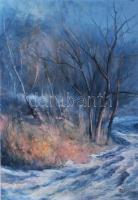 Forrai jelzéssel (Forrai Gábor?): Téli erdő. Olaj, farost. 50×34,5 cm.