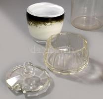 Doboznyi üveg tétel, mécsestartó, gyógyszeres üveg, sószóró, cukorkínáló