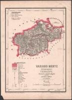 1880 Hátsek Ignác (1827-1902): Varasd megye közigazgatási térképe, 1:500.000, Bp., Rautmann Frigyes, (Posner Károly Lajos-ny.), sarokhiánnyal, 30×22 cm