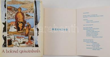 A bolond gránátalmafa. Újgörög költők antológiája. Vál. és szerk., az utószót írta és a jegyzeteket készítette: Papp Árpád. A szerkesztő, Papp Árpád (1937-2010) költő, irodalomtörténész, műfordító által Jávori Béla (1931-2008) újságíró, fotóművész, a Somogyi Néplap főszerkesztője részére DEDIKÁLT példány! A Világirodalom Gyöngyszemei. Bp., 1984., Kozmosz Könyvek, 511+21 p. Kiadói egészvászon-kötés, kiadói papír védőborítóban. +1985 Görög Irodalmi est meghívója