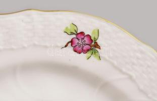 Herendi virágmintás süteményes készlet, jelzett, 2. oszt., hibátlan, d: 15,5 - 27,5 cm