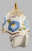 Limoges kézzel festett konnektorba dugható lámpa, porcelán búrával, jelzett, m: 14 cm