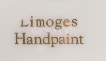 Limoges kézzel festett konnektorba dugható lámpa, porcelán búrával, jelzett, m: 14 cm