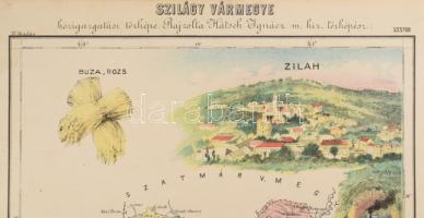 Szilágy vármegye (Tasnád - Szilágysomlyó - Zilah) nagy méretű (37 x 53 cm. ) kőnyomatú térképe . Meg...