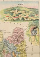 Szilágy vármegye (Tasnád - Szilágysomlyó - Zilah) nagy méretű (37 x 53 cm. ) kőnyomatú térképe . Meg...