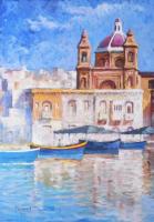 Somos jelzéssel: Kikötő. Olaj, farost. 40×28 cm.