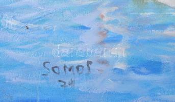 Somos jelzéssel: Kikötő. Olaj, farost. 40×28 cm