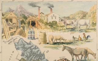 Csik vármegye nagy méretű (37 x 53 cm. ) kőnyomatú térképe (Tusnád - Csikszereda - Gyergyószentmikló...