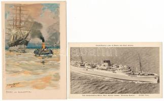 GŐZHAJÓK - 45 db régi és modern (főleg 1950 előtti) motívum képeslap vegyesen / STEAMSHIPS - 45 pre-...