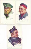 24 db RÉGI katonai művész képeslap, Dupuis szignóval / 24 pre-1945 military art postcards, signed by Dupuis