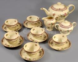 Thomas Bavaria porcelán teás készlet, hat személyes Matricás, jelzett, hibátlan