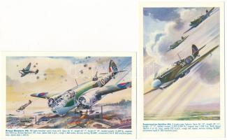 33 db régi és modern repülőgép és katonai repülőgép motívum képeslap, főleg angol / 33 pre-1945 and ...
