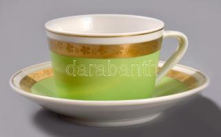 Hollóházi retro mokkás készlet hat csésze és alj. Matricás, jelzett, hibátlan