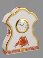 Herendi vörös Apponyi mintás asztali óra. Kézzel festett, jelzett, hibátlan 11 cm
