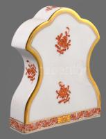 Herendi vörös Apponyi mintás asztali óra. Kézzel festett, jelzett, hibátlan 11 cm