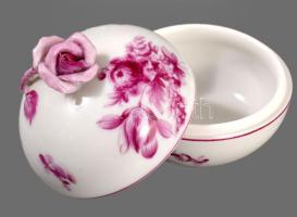 3 darabos Herendi asztali készlet. rózsa mintás. Kézzel festett, jelzett, hibátlan d: 8 cm, 5,5 cm