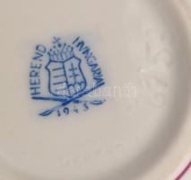 3 darabos Herendi asztali készlet. rózsa mintás. Kézzel festett, jelzett, hibátlan d: 8 cm, 5,5 cm