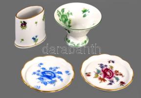 4 darabos Herendi asztali készlet. vegyes mintás. Kézzel festett, jelzett, hibátlan d: 8 cm, 5,5 cm