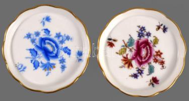 4 darabos Herendi asztali készlet. vegyes mintás. Kézzel festett, jelzett, hibátlan d: 8 cm, 5,5 cm