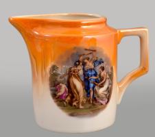 Zsolnay mitológiai jelenettel díszített, irizáló porcelán teáskészlet, 6 személyes, kanna, kiöntő, c...