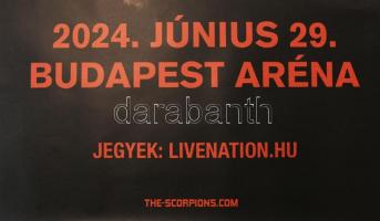 2024 Scorpions, Budapest Aréna, koncertplakát, papír, feltekerve, kisebb gyűrődéssel, 175×120 cm
