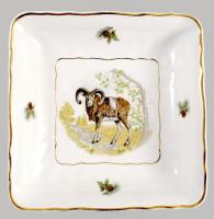 Hollóházi kosmintás asztalközép kínáló. Kísérleti darab! Jelzett, minimális aranykopással, 26x26 cm ...