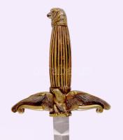 Horthy repülőstiszti dísztőr replika, fém hüvellyel, bőr csatlékkal, h: 33,5 cm