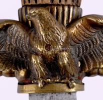 Horthy repülőstiszti dísztőr replika, fém hüvellyel, bőr csatlékkal, h: 33,5 cm