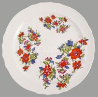 Hollóházi kerek asztalközép kínáló, háncsnyomott peremrésszel. Jelzett: "KISÉRLETI DARAB" ...