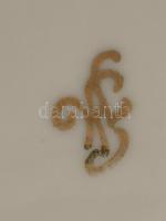 cca 1930 Kék alapon rózsamintás váza. Jelzett, alján repedéssel, m: 19,5 cm