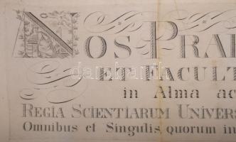 1839 Gyógyszerész diploma, Müller Lajos részére. Fabini János Teofil (1791-1847) orvos, szemész, orv...