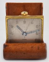 Angelus 8 napos járatú mechanikus utazóóra. Frissen szervizelt, bőr tokkal. 7x10 cm