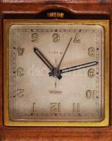 Angelus 8 napos járatú mechanikus utazóóra. Frissen szervizelt, bőr tokkal. 7x10 cm