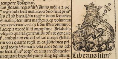 1493 Ősnyomtatvány - a híres Schedel krónika lapja, rajta középkori uralkodók és egyházi méltóságok ...