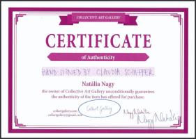 Claudia Schiffer (1970- ) német szupermodell autográf aláírása egy őt ábrázoló képen, tanúsítvánnyal...