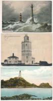 VILÁGÍTÓTORNYOK - 24 db RÉGI képeslap, főleg angol, közte kevés modern is / LIGHTHOUSES - 24 pre-195...