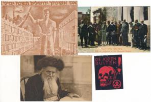 JUDAIKA - 40 db főleg régi használatlan képeslap, közte modernek is és 2 antiszemita cédula / JUDAICA - 40 mostly pre-1945 unused postcards, including some modern ones and 2 antisemitic labels
