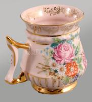 Karsbad cseh porcelán kiöntő. Kézzel festett, jelzett, hibátlan, díszdobozzal 9 cm