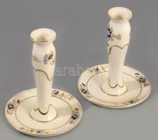 Zsolnay búzavirág mintás gyertyatartó párban. Kézzel festett, jelzett, hibátlan 15 cm