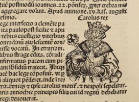 1493 Ősnyomtatvány - a híres Schedel krónika Magyar vonatkozású lapja, rajta középkori uralkodók és ...