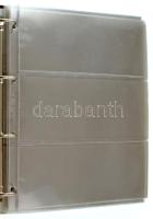 Négygyűrűs bankjegyberakó album 27db műanyag berakólappal, főleg hármas osztású lapok, használt, jó ...