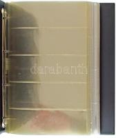 Négygyűrűs "Importa" műbőr bankjegyberakó album tokkal, 47db műanyag berakólappal, hármas-...