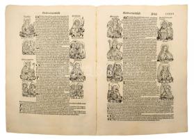1493 Ősnyomtatvány - a híres Schedel krónika két egymást követő lapja (egybefüggő lappárja) , rajta ...