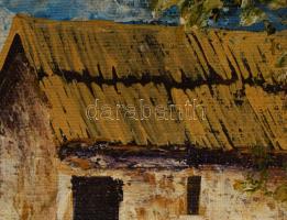 Andrásy Róbert (-): Tanya gémeskúttal. Olaj, vászon, vakráma nélkül. 33x42,5 cm