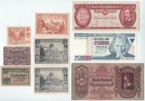 1930. 100P + 1984. 100Ft eltolódott nyomattal + Törökország 1992-1998. 250.000L + Ausztria 1919-1920. 6db-os papír szükségpénztétel T:AU-F