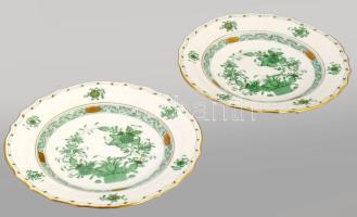 Herendi 2 db indiai kosár mintás süteményes tányér. 1518-as forma. Kézzel festett, jelzett, hibátlan d: 19 cm